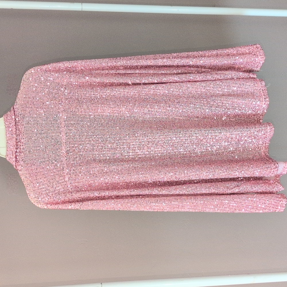 Pol Pink Sequenced Long Sleeve Button Down Cover … - image 4